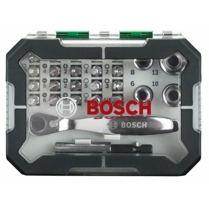 Set embout de vissage Bosch (Kit 26†pieces, Assortiment d'embouts de vissage avec cliquet)