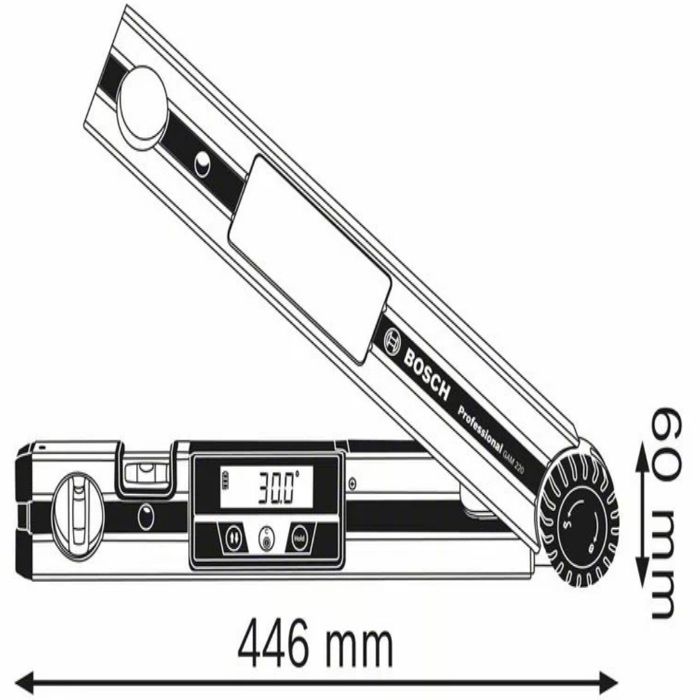 Mesureur d'angle - BOSCH - GAM 220 Professional - Précision ±0,1° - Longueur 40 cm - Plage 0-220°