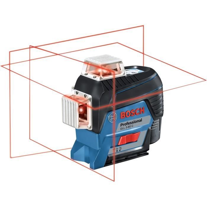 Niveau laser lignes Bosch Professional GLL 3-80 C - 0601063R00 - Noir et bleu - Sans fil - PortÈe 120 m