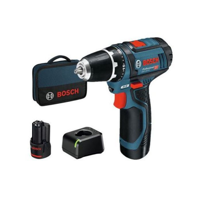 Perceuse-visseuse Bosch Professional GSR 12V-15 + 2 batteries 2,0Ah + Chargeur GAL 12V-20   - 060186810F