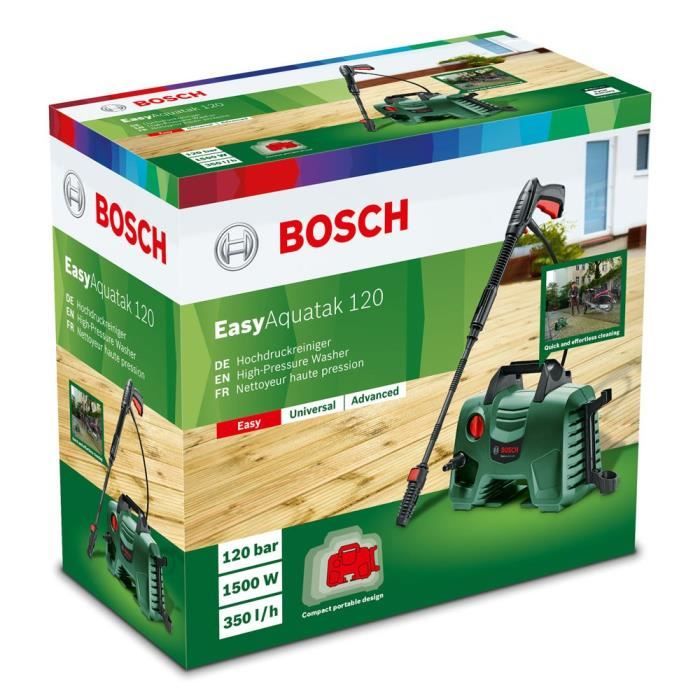 Nettoyeur haute pression Bosch - EasyAquatak 120 (1500 W, 120 bar, débit max 350 L/h)