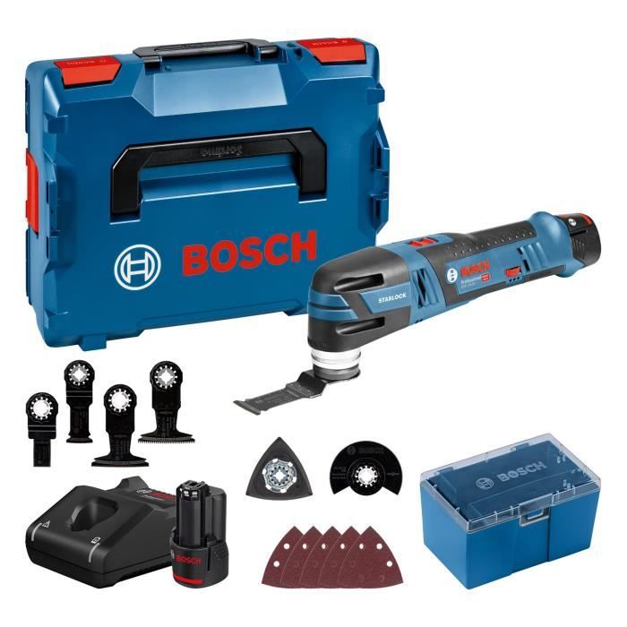 DÈcoupeur-ponceur Bosch Professional GOP 12V-28 + 2 Batteries 3,0Ah + Accessoires + L-BOXX - 06018B5006