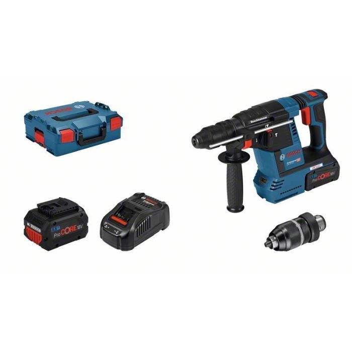 Perforateur sans-fil - BOSCH PROFESSIONAL - GBH 18V-26F - 2,6 J - 2 batteries ProCore 5,5Ah - KickBack Control