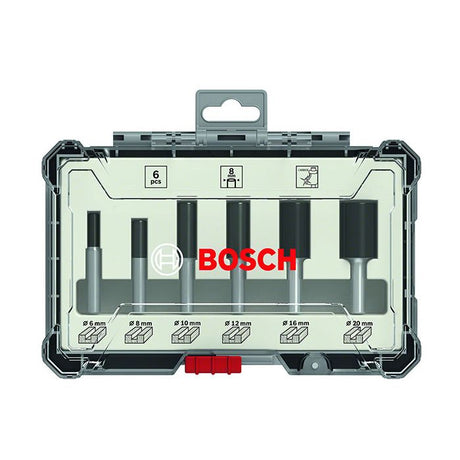 Coffret de fraises droites - BOSCH - 2607017466 - Queue de 8 mm - Ř12/16/20 mm - 6 pieces