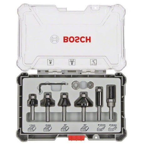 Coffret de 6 fraises a araser/chanfreiner/arrondir a queue de 6 mm BOSCH - 2607017468