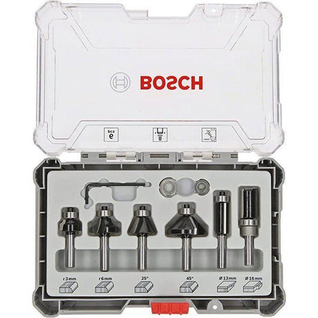 Coffret de 6 fraises a araser/chanfreiner/arrondir a queue de 6 mm BOSCH - 2607017468