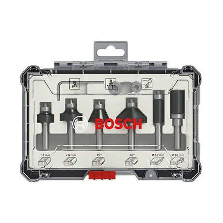 Coffret de 6 fraises a araser/chanfreiner/arrondir a queue de 6 mm BOSCH - 2607017468