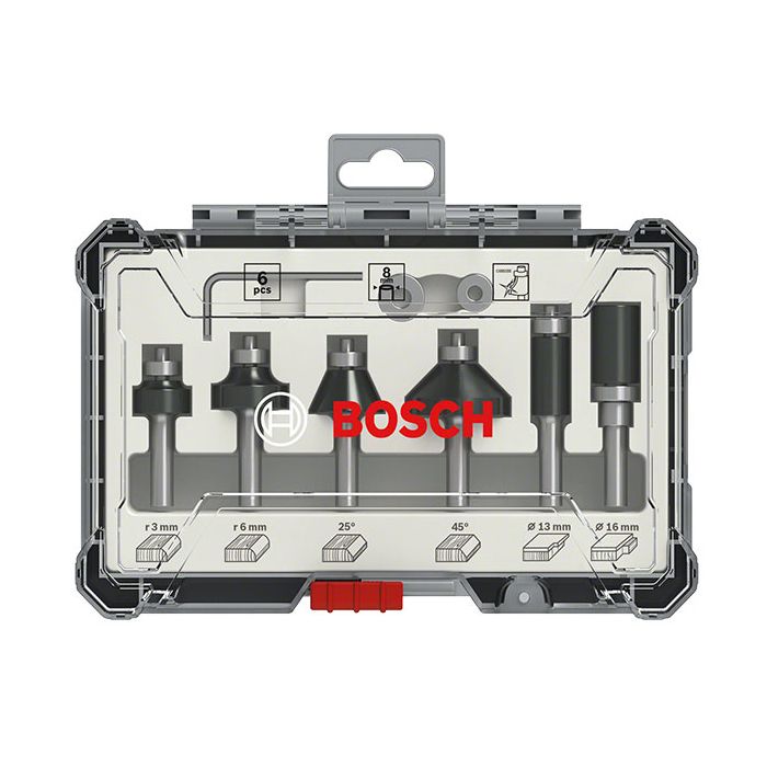 Coffret de fraises - BOSCH PROFESSIONAL - 2607017469 - 6 pieces - Queue de 8 mm - Pour bois tendre et dur