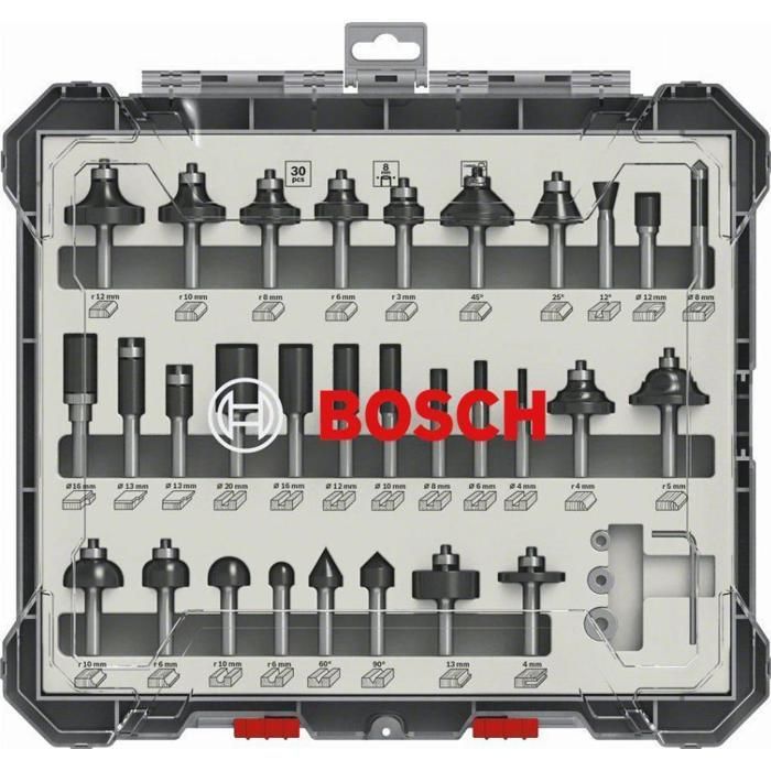 Coffret de 30 fraises mixtes a Ř queue de 8 mm BOSCH - 2607017475