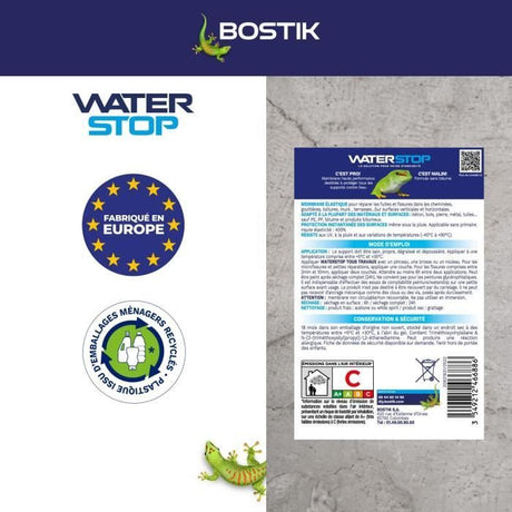 Membrane d'étanchéité - BOSTIK - Waterstop - Réparation fuites - Seau 6 kg -  Gris