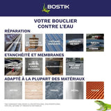 Membrane d'étanchéité - BOSTIK - Waterstop - Réparation fuites - Seau 6 kg -  Gris