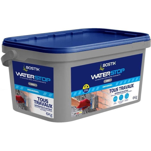 Membrane d'étanchéité - BOSTIK - Waterstop - Réparation fuites - Seau 6 kg -  Gris