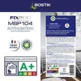 Mastic auto/bateau - BOSTIK - Fixpro MSP 104 - Colle et joint - Résiste intempéries et eau de mer - Noir - 290 ml