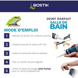 Mastic salle de bain - BOSTIK - Joint Parfait - Étanchéité silicone - Anti moisissures - Transparent - 280 ml