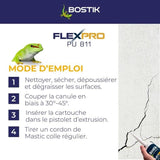 Mastic colle/joint - BOSTIK - Flexpro PU811 - Tous matériaux - Intérieur/extérieur - Anthracite RAL7016 - 300 ml