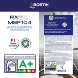 Mastic auto/bateau - BOSTIK - Fixpro MSP 104 - Colle et joint - Résiste intempéries et eau de mer - Blanc - 290 ml