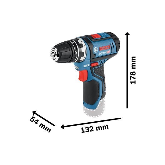 Perceuse-visseuse Bosch Professional GSR 12V-15 + outillage a main + 2 batteries 2.0Ah  + Chargeur GAL 12V-20  - 060186810R