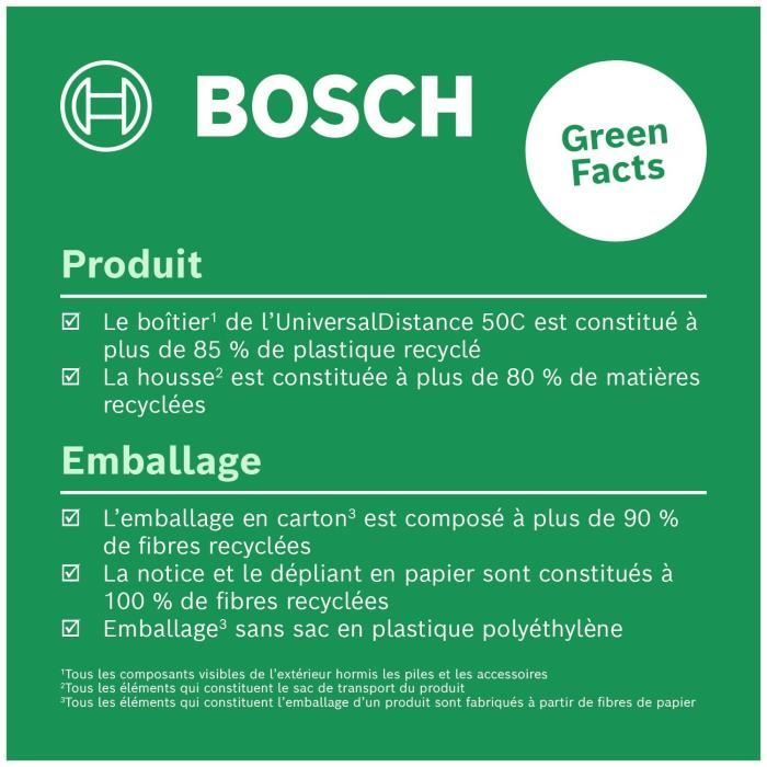 Bosch Télémetre laser UniversalDistance 50C (mesure précise de distances jusqu'a 50 m, connectivité Bluetooth)