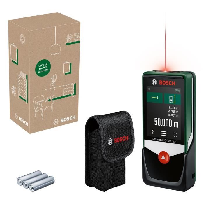 Télémetre laser AdvancedDistance 50 C de Bosch (mesure précise de la distance jusqu'a 50 metres, écran tactile, fonctions de mesure