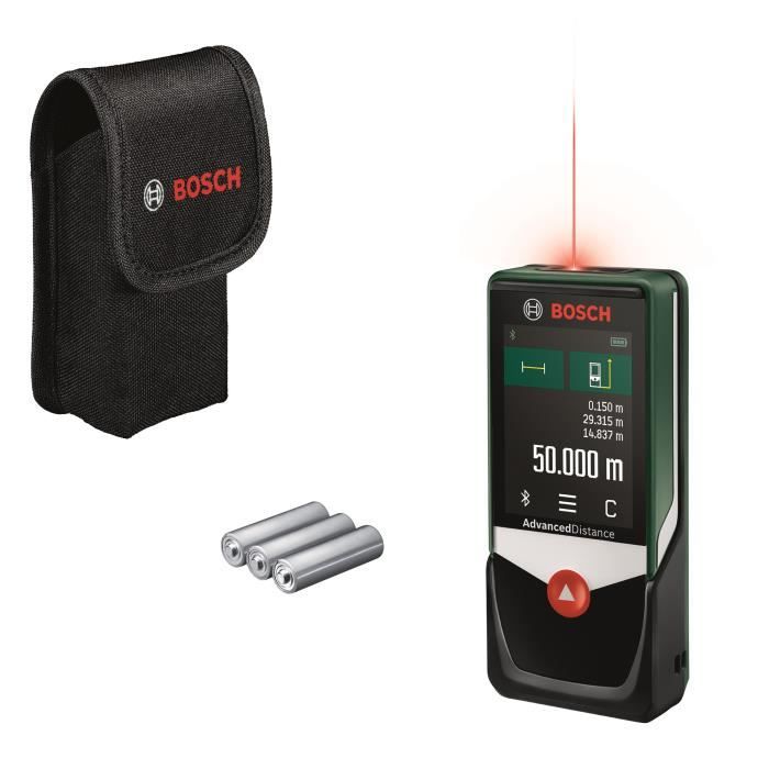 Bosch Télémetre laser AdvancedDistance 50C (mesure précise de la distance jusqu'a 50 metres, connectivité Bluetooth)