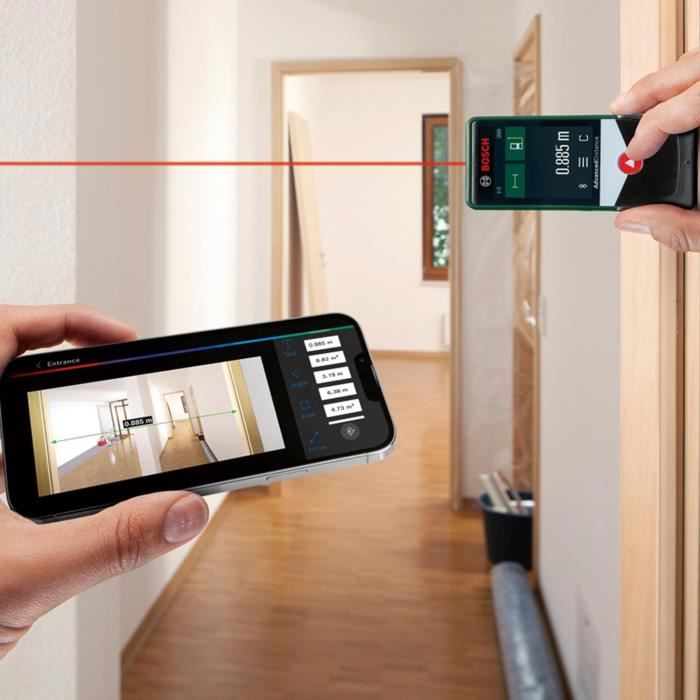 Bosch Télémetre laser AdvancedDistance 50C (mesure précise de la distance jusqu'a 50 metres, connectivité Bluetooth)