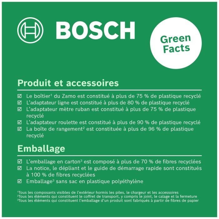 Bosch Télémetre Zamo avec 3 adaptateurs (distance de mesure jusqu'a 25m)