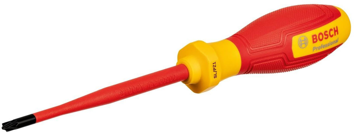 Bosch Professional tournevis VDE plat/PZ1x100 (certifié jusqu'a 1 000 V, isolé avec un élastomere thermoplastique (TPE))