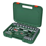 Bosch Set de 57 cliquets 1/4 + 1/2 (pour divers bricolages  55 accessoires  couple élevé  Softgrip  coffret de transport)