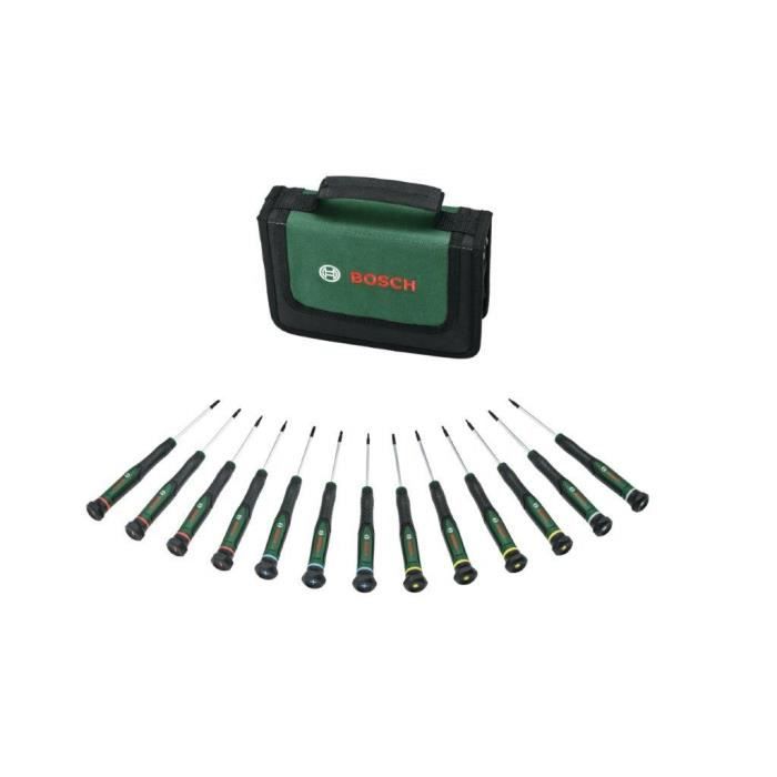 Bosch Set de tournevis 13 pcs (pour bricolage/modélisme/artisanat  embouts précis et magnétiques  PH/TX/HEX/SL)