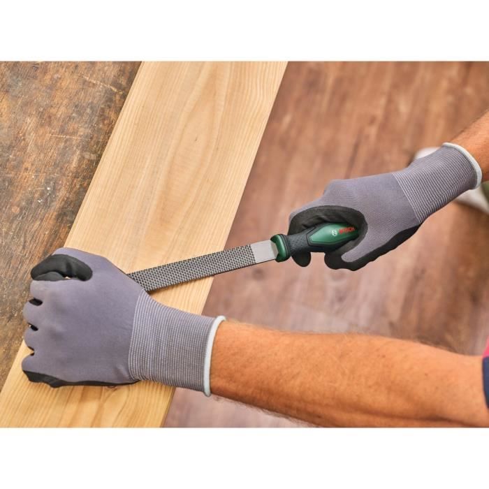 Bosch Set de 3 râpes (râpes a bois robustes plates/rondes/demi-rondes  acier au carbone dur)