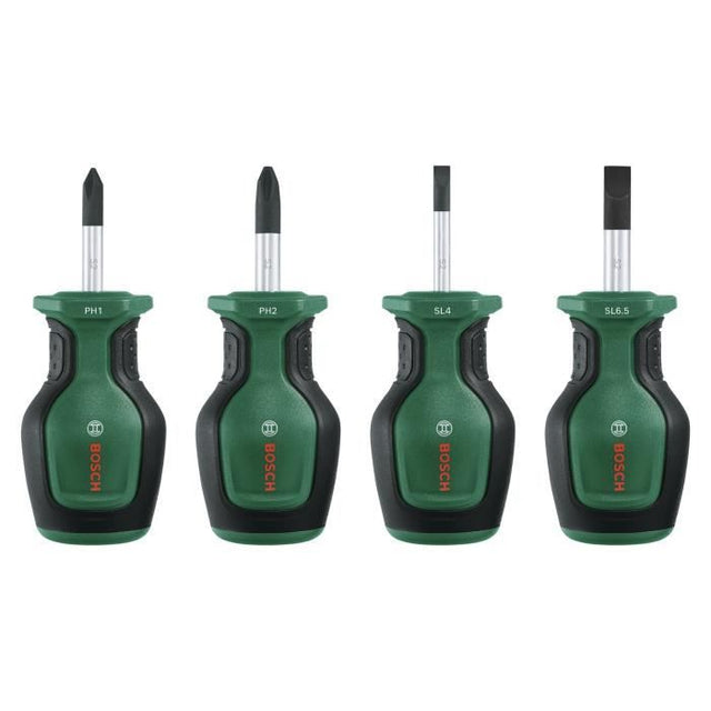 Bosch Set de 4 tournevis courts (compacts pour vissage dans espaces restreints  embout magnétique)