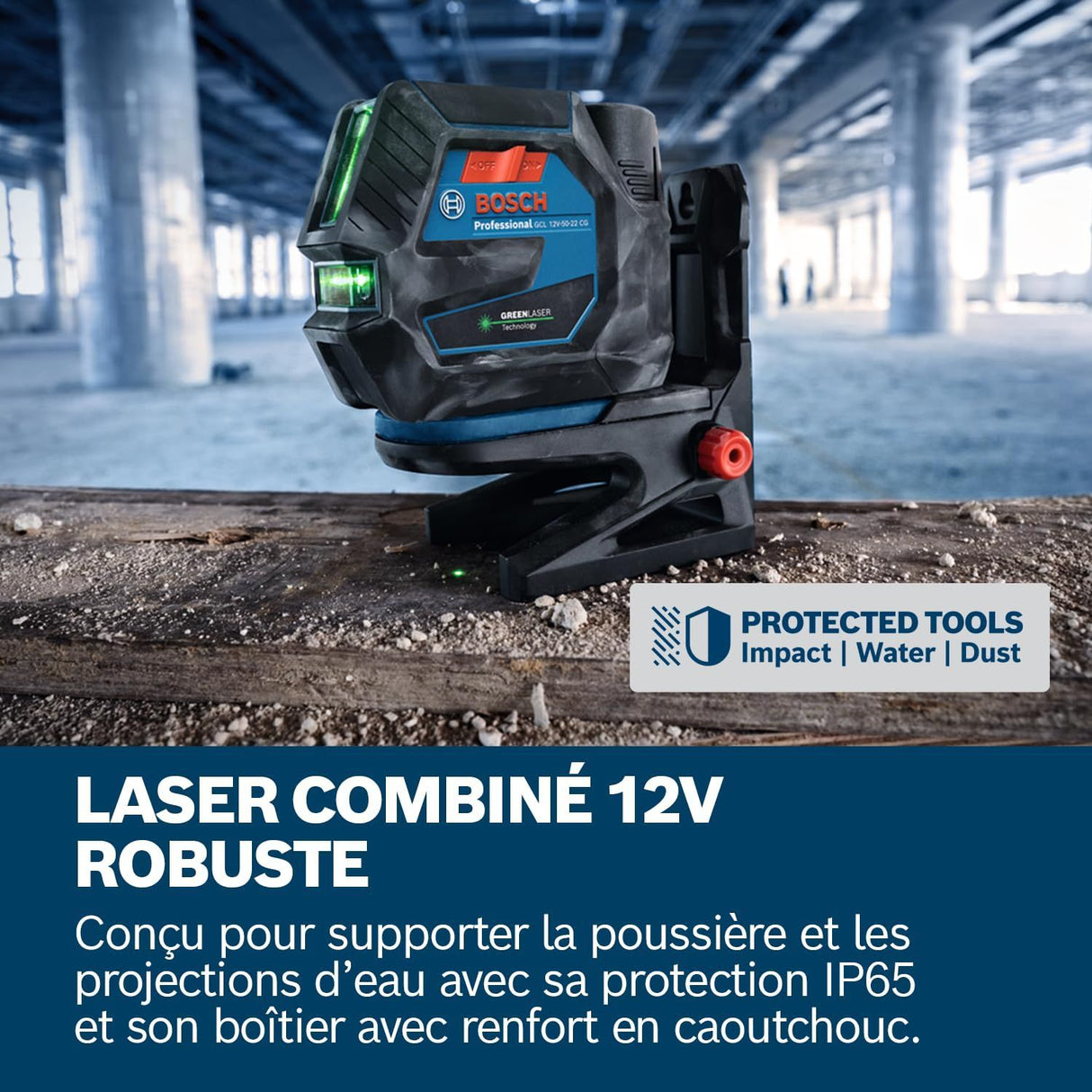 Bosch Professional laser combiné GCL 12V-50-22 CG (jusqu'a 50m, Dual Power, support RM20, 4 piles 1,5V, housse,  Trépied BT 150)