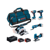 COMBO KIT 5 OUTILS : GSR 18V-65 +  GDX 18V-285 + GKS 18V-57-2 + GOP 18V-34 + GST 18V-125 S +  GBA 2x 5.0Ah +  GAL 12V-18V-80 + sac