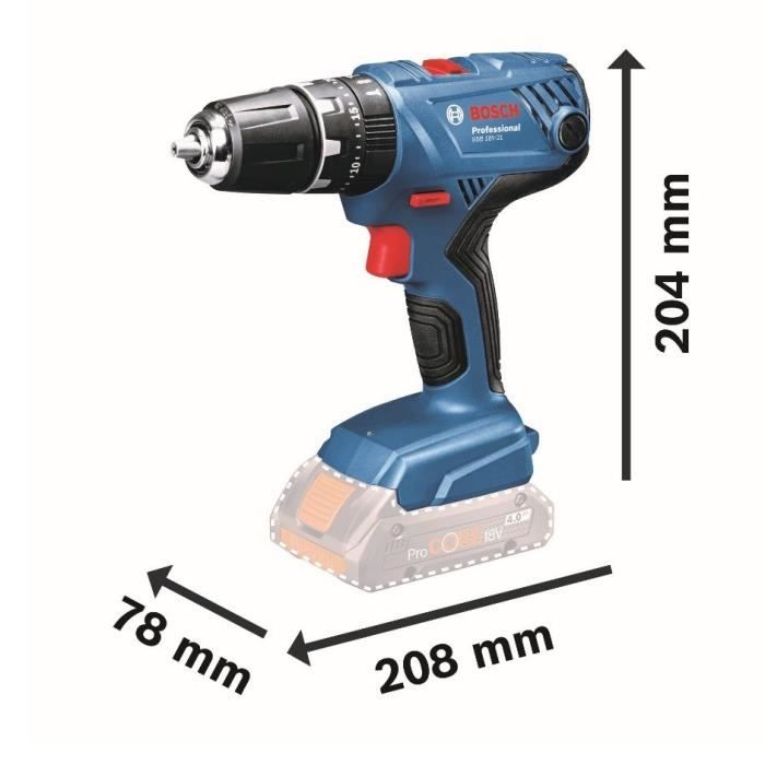 Perceuse a percussion Bosch Professional GSB 18V- 21 + 2 batteries 2,0Ah + Chargeur GAL 1820  - 06019H1109