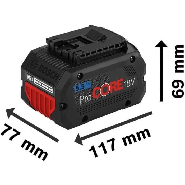 Pack de 2 batteries 18V Procore 5,5Ah + chargeur rapide - BOSCH - 1600A0214C