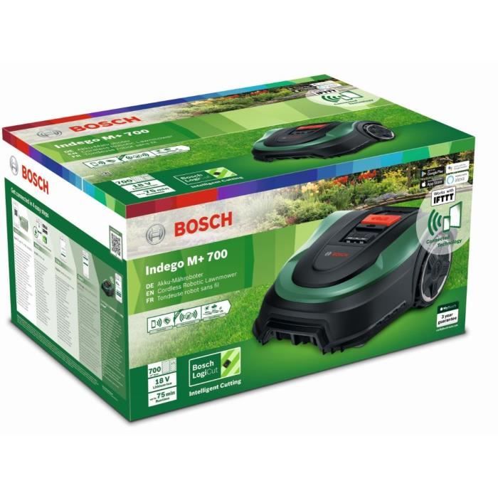 Tondeuse robot - BOSCH - Indego M+ 700 - Autotractée - 700 m² - 3 lames