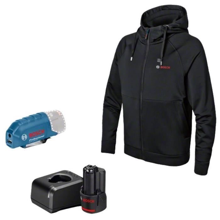 Veste chauffante Bosch Professional GHH 12+18V XA + GAA 12V-21 + Batterie GBA 12V 2,0Ah + Chargeur GAL 12V-20 Taille L - 06188000GD