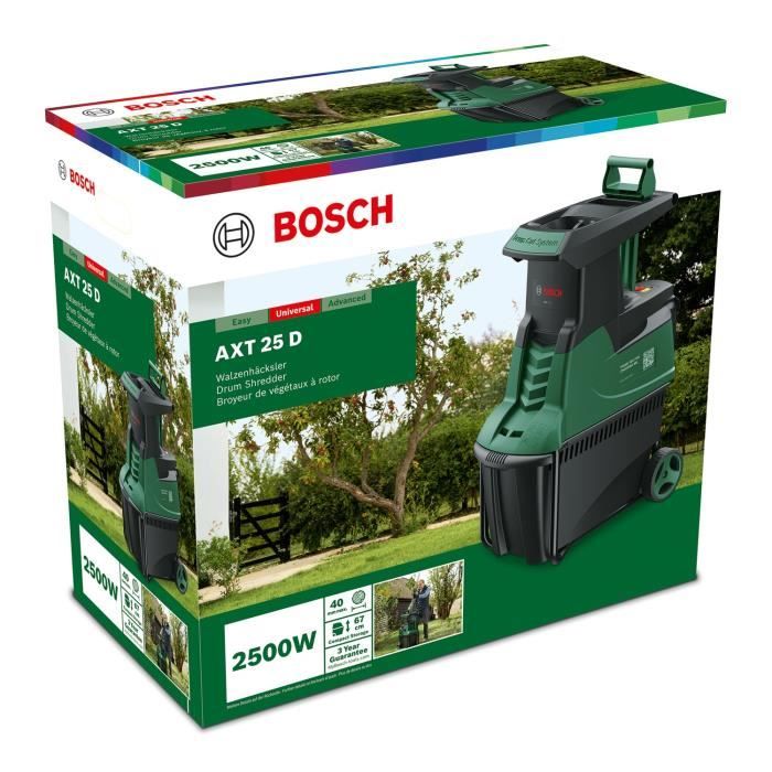 Broyeur de vÈgÈtaux Bosch AXT 25D - branches jusqu'a 40 mm - Èlectrique