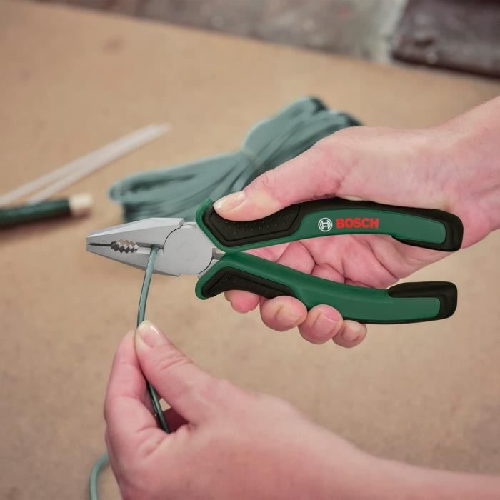 Bosch Home and Garden - Set de 3 pinces (universelle, a bec long, coupante diagonale endurantes  ergonomiques)