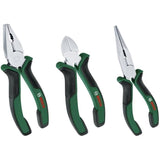 Bosch Home and Garden - Set de 3 pinces (universelle, a bec long, coupante diagonale endurantes  ergonomiques)