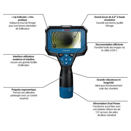 Caméra d'inspection Bosch Professional GIC 12V-4-23 C, a piles - 0601241500