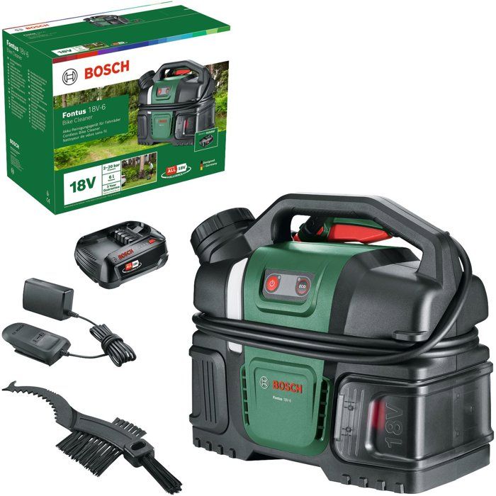 Nettoyeur a pression (de vélo) sans fil BOSCH - Fontus 18V-6 - Batterie 18V 2.0Ah + chargeur AL1820 - Réservoir 6L