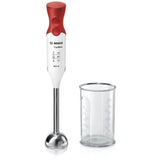 Mixeur plongeant BOSCH ErgoMixx MSM64110 - 450W - Pied inox - 4 lames aiguisées - 2 vitesses - Bol gradué 600ml - blanc/rouge