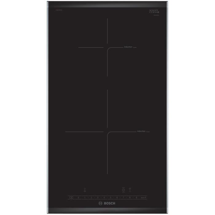 Table de cuisson vitrocéramique BOSCH PIB375FB1E - 2 foyers induction - QuickStart - Sécurité enfants