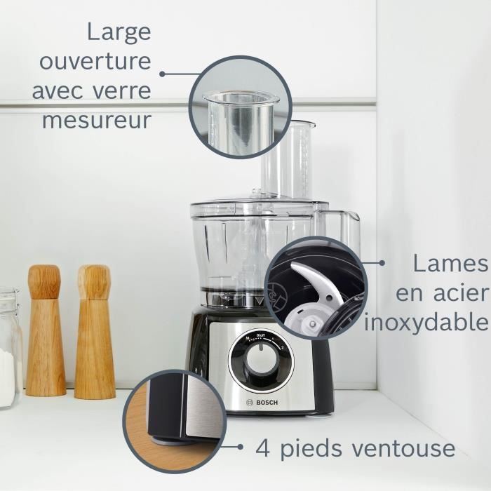Robot multifonctions BOSCH MULTI TALENT MCM3501M - Noir et inox - 800 W - 2 vitesses + fonction pulse