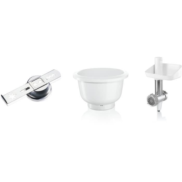 Accessoires Baking Sensation - BOSCH - MUZ5BS1 - Hachoir a viande - Grille 5 mm - Accessoire biscuit 4 formes - Bol  3,9 L