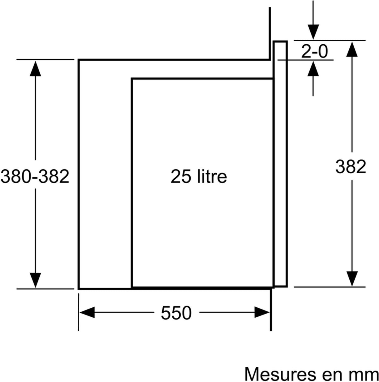 Micro-ondes encastrable - BOSCH Série 6 - BFL554MS0 - Noir / Inox - 59,4 x 38,8 x 38,3 cm