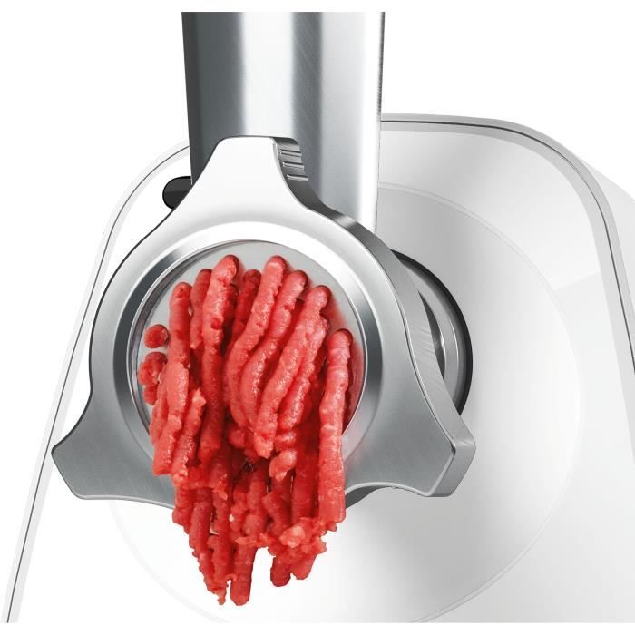 Hachoir a viande - BOSCH - MFW2510W - 2 grilles - Garnisseur de saucisses - Blanc