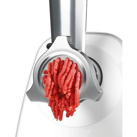 Hachoir a viande - BOSCH - MFW2514W SmartPower - Blanc - moteur bloqué 1500 W - 1,7 kg/mn - 2 grilles de hachoir - râpeur/éminceur