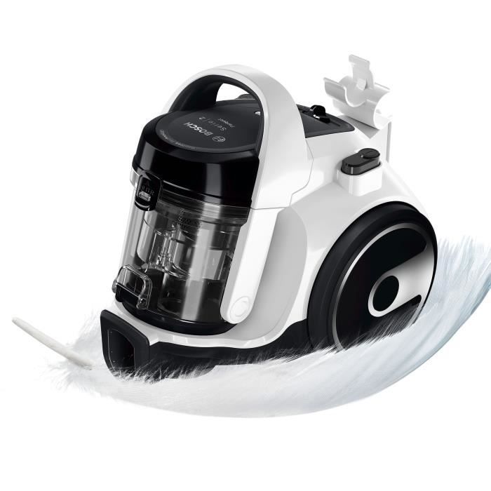 BOSCH BGS05A322 - Aspirateur Traineau sans Sac - Rayon d'action 9 m - CapacitÈ bac 1,5 L - 78 dB - 700 W - Blanc